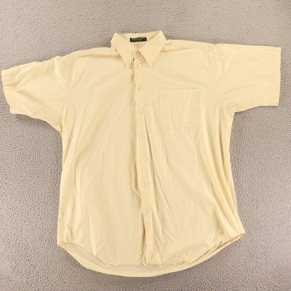 Nautica Shirt Mens XL Yellow Short Sleeve Button Down Pocket Classic Embroidered - Picture 1 of 10